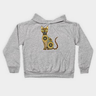 Thai Siamese Cat with Sunflower Pattern Kids Hoodie